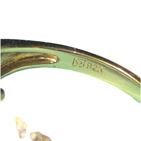 BLUE SAPPHIRE Lab Created Real Diamond Accent Gold Plated Butterfly Ring - Picture 4 of 6